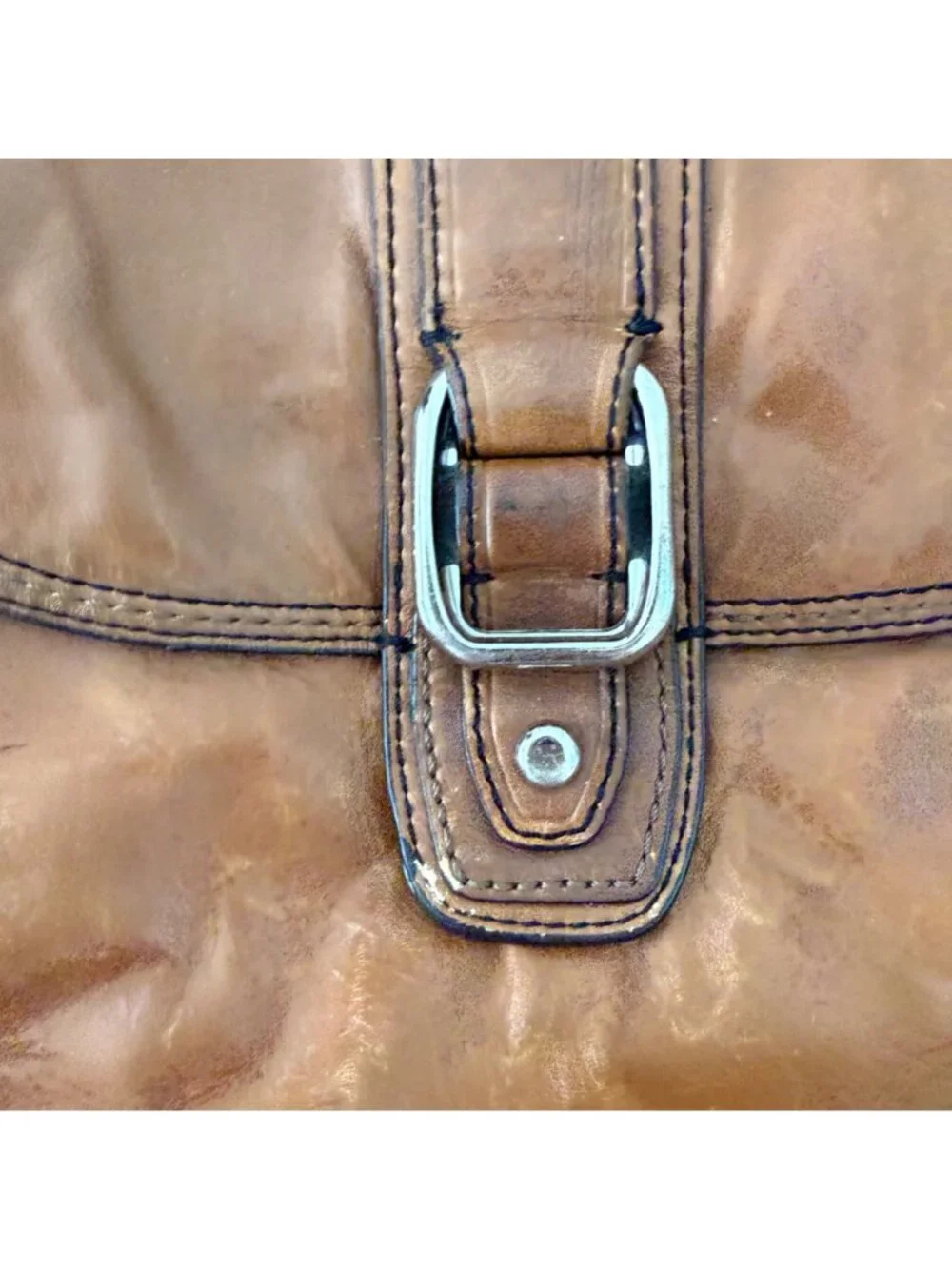 Fossil Brown Leather Crossbody Bag Boho Western